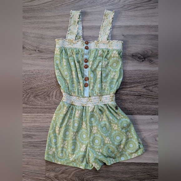 Matilda Jane 435 Green Floral Romper Size 8 Like‎ New - Picture 1 of 4